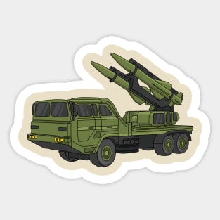 Military missile truck cartoon illustration Sticker